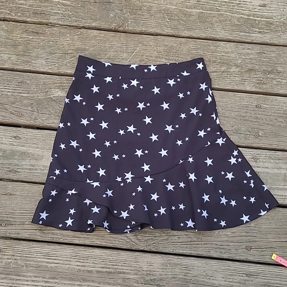 Nasty Gal Y2K Style Black Ruffle Star Print Mini Skirt Womens Size 4 - Picture 12 of 15